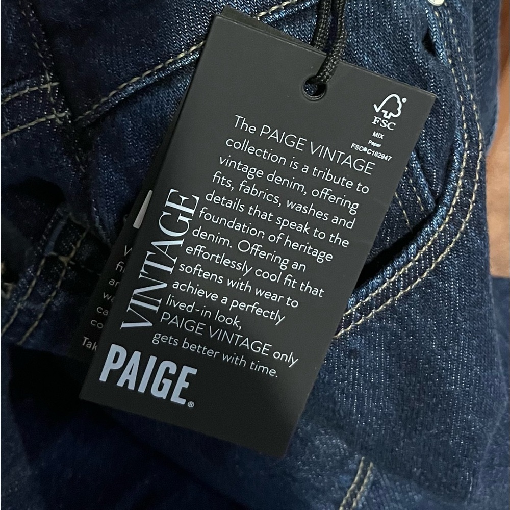 PAIGE Vintage Wide Leg Jeans Dark Wash Size 24 High Rise - Picture 11 of 11